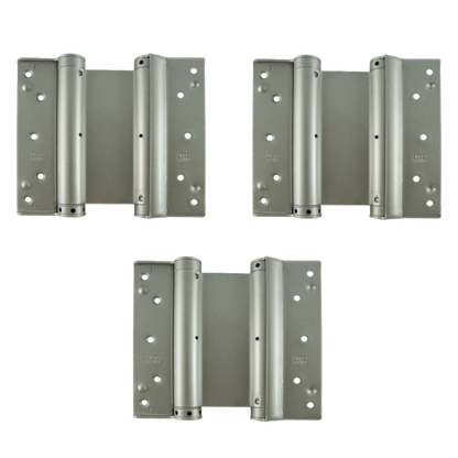 LIOBEX Fire Rated Double Action Spring Hinges C/W Intumescent 150mm FD30 3 Hinges - Silver