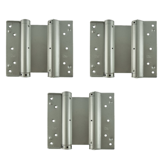 LIOBEX Fire Rated Double Action Spring Hinges C/W Intumescent 150mm FD30 3 Hinges - Silver