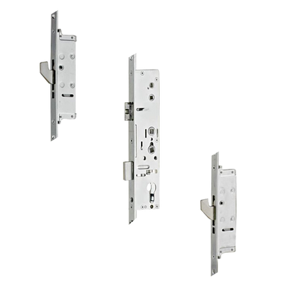 LOCKMASTER Lever Operated Latch & Deadbolt Twin Spindle 20mm Radius Faceplate 2 Hook 45/92 - Stainless Steel