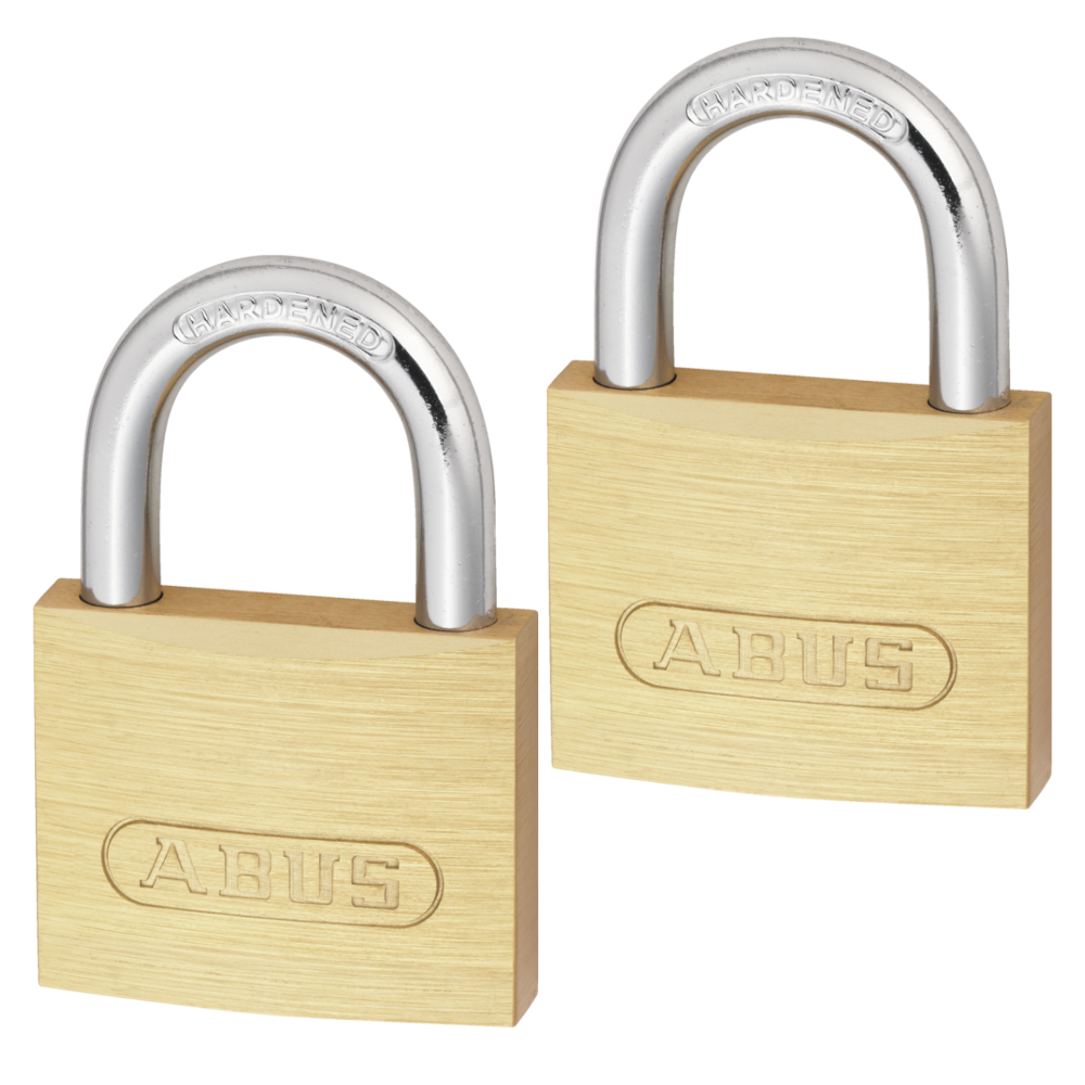 ABUS 713 Series Brass Open Shackle Padlock 40mm Twin Pack Keyed Alike - Hardened Steel