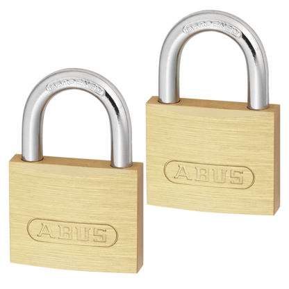 ABUS 713 Series Brass Open Shackle Padlock 40mm Twin Pack Keyed Alike - Hardened Steel