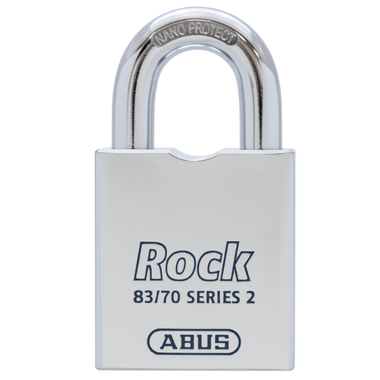 ABUS 83/70 Rock Series 2 Open Shackle Steel Padlock Body Only Without Cylinder Accepts Half Euro EPZ - Silver