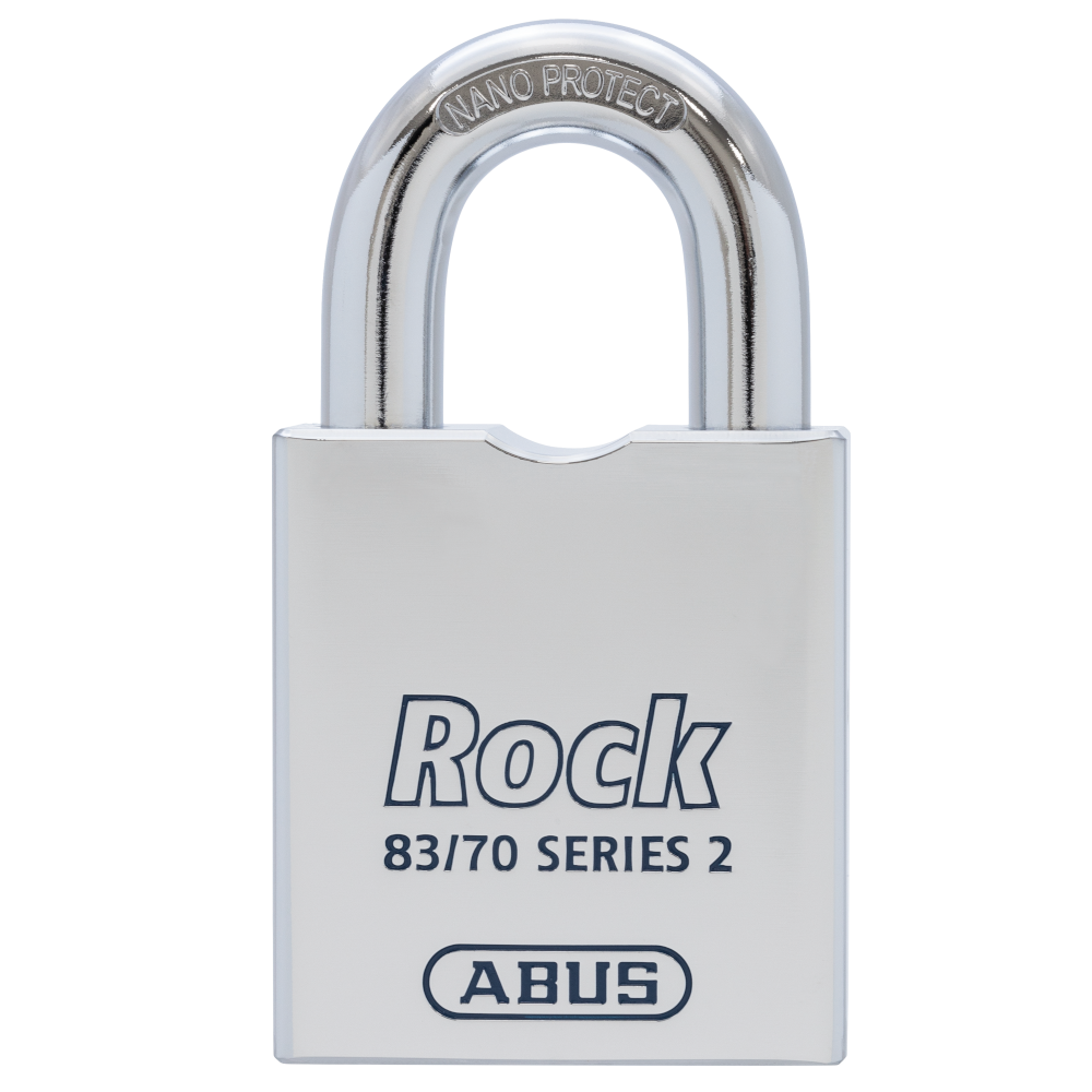 ABUS 83/70 Rock Series 2 Open Shackle Steel Padlock Body Only Without Cylinder Accepts Scandinavian Oval Cylinder O - Silver