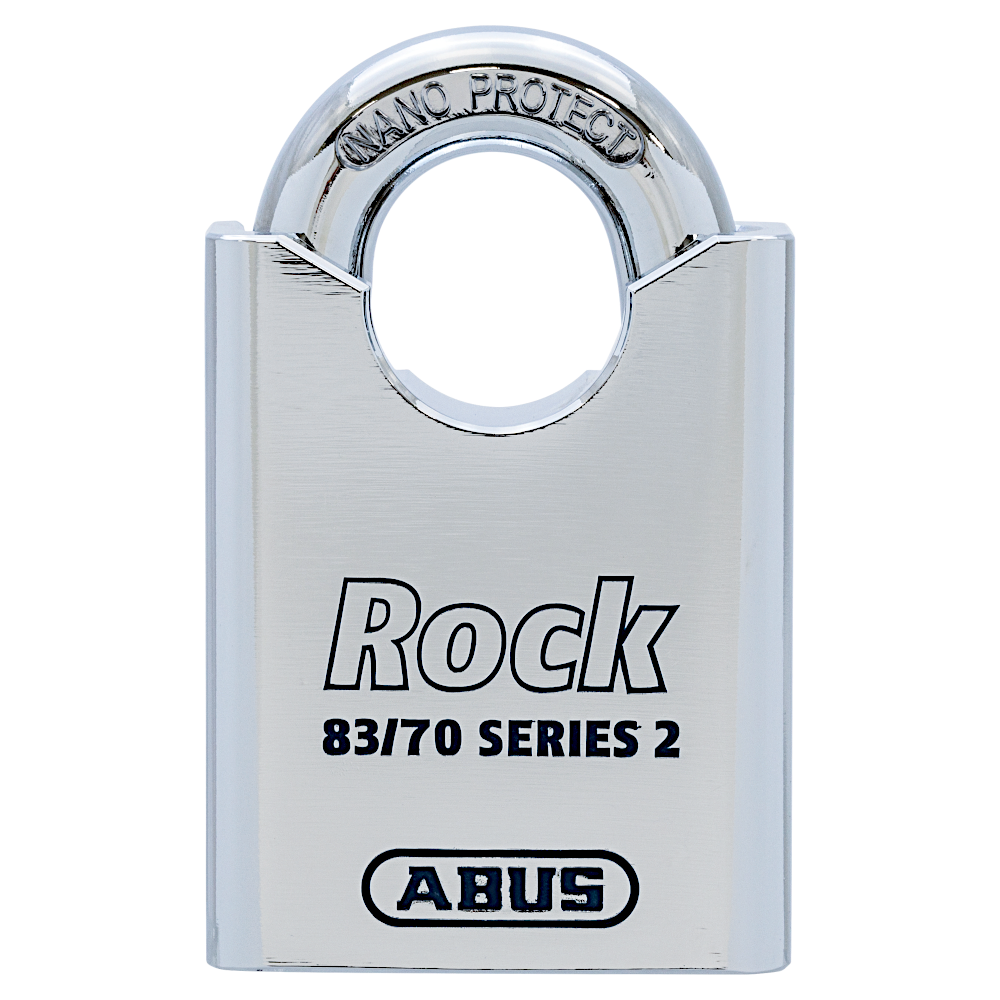 ABUS 83CS/70 Rock Series 2 Closed Shackle Steel Padlock Body Only Without Cylinder Accepts Scandinavian Oval Cylinder O - Silver