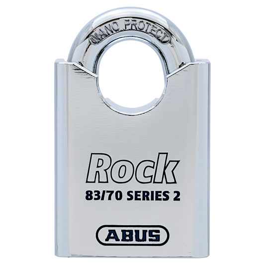 ABUS 83CS/70 Rock Series 2 Closed Shackle Steel Padlock Body Only Without Cylinder Accepts Scandinavian Oval Cylinder O - Silver