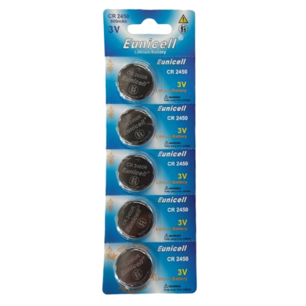 EUNICELL 3V CR2450 Button Cell Battery (5 PER CARD) CR2450