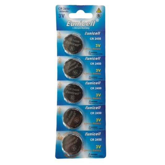 EUNICELL 3V CR2450 Button Cell Battery (5 PER CARD) CR2450