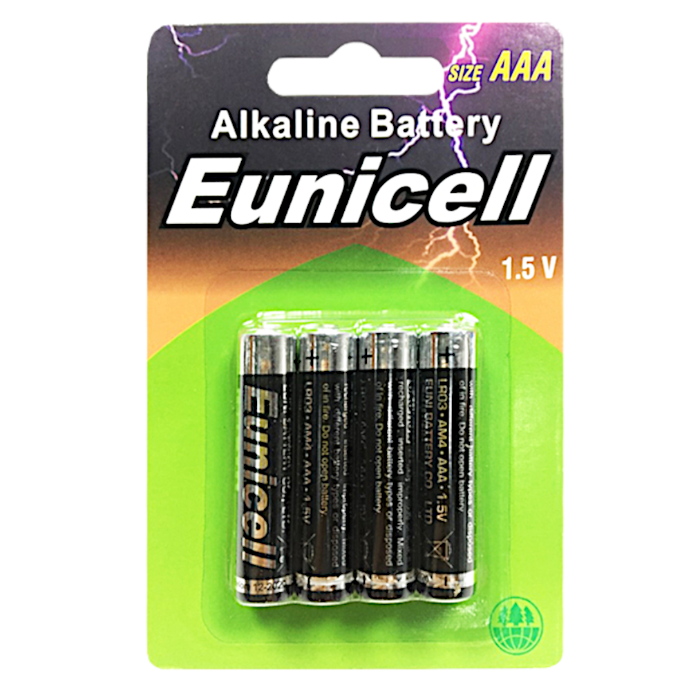 EUNICELL AAA 1.5V Alkaline Batteries (4 PER CARD) AAA