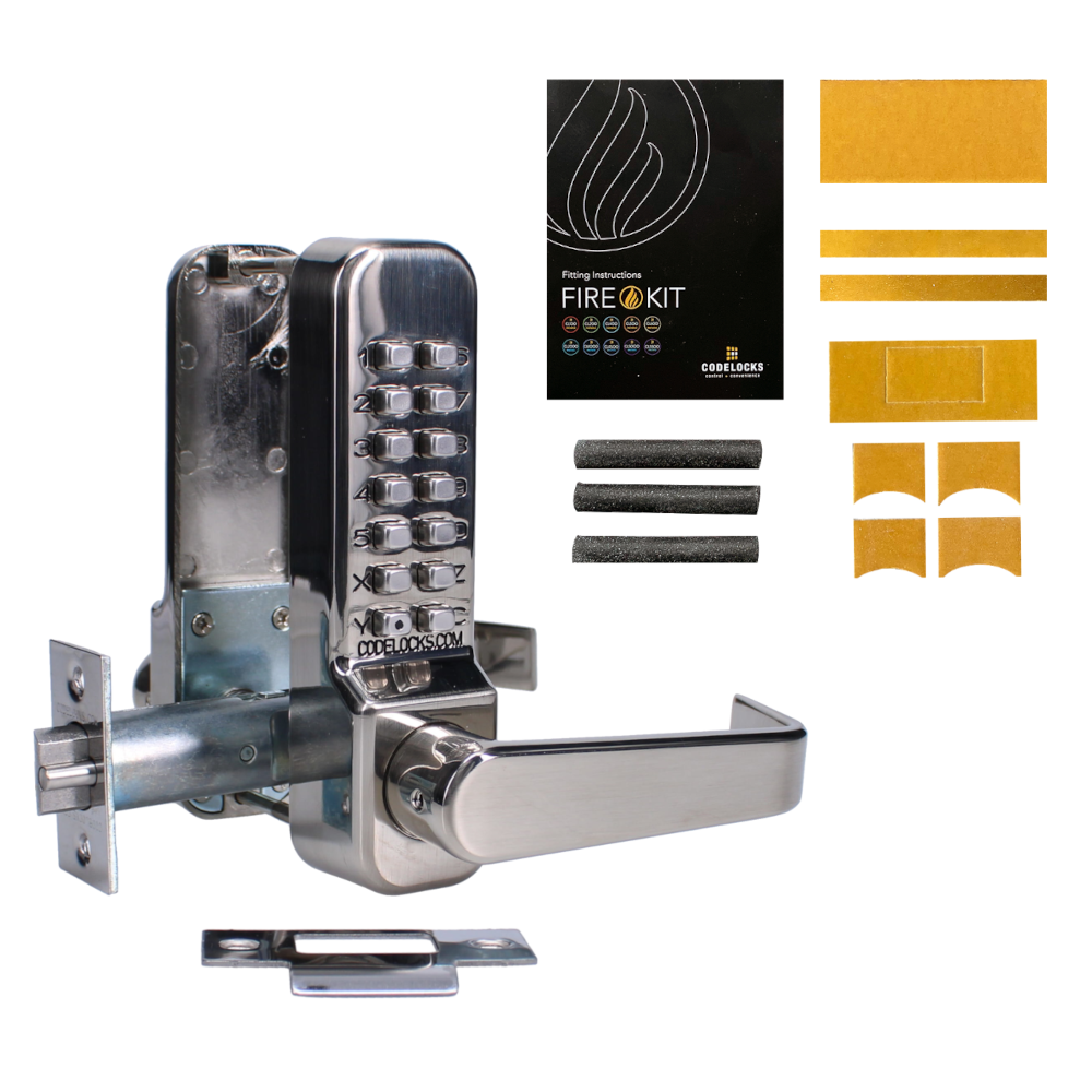 CODELOCKS CL415 Digital Lock With Tubular Latch CL415 With Fire Kit - Stainless Steel