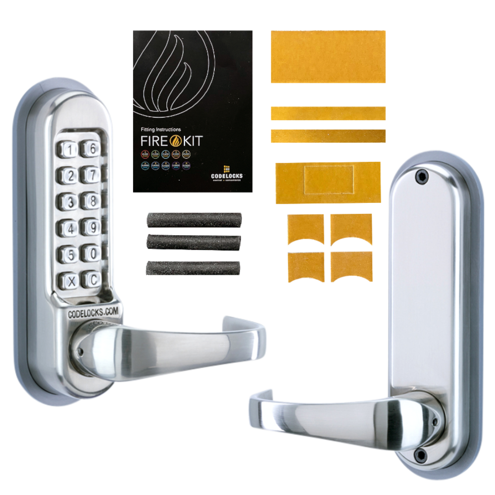 CODELOCKS CL510 / CL515 Digital Lock With Tubular Latch CL510 Without Passage Set With Fire Kit - Stainless Steel