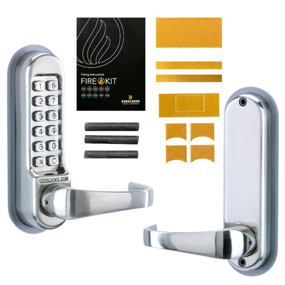 CODELOCKS CL510 / CL515 Digital Lock With Tubular Latch CL510 Without Passage Set With Fire Kit - Stainless Steel