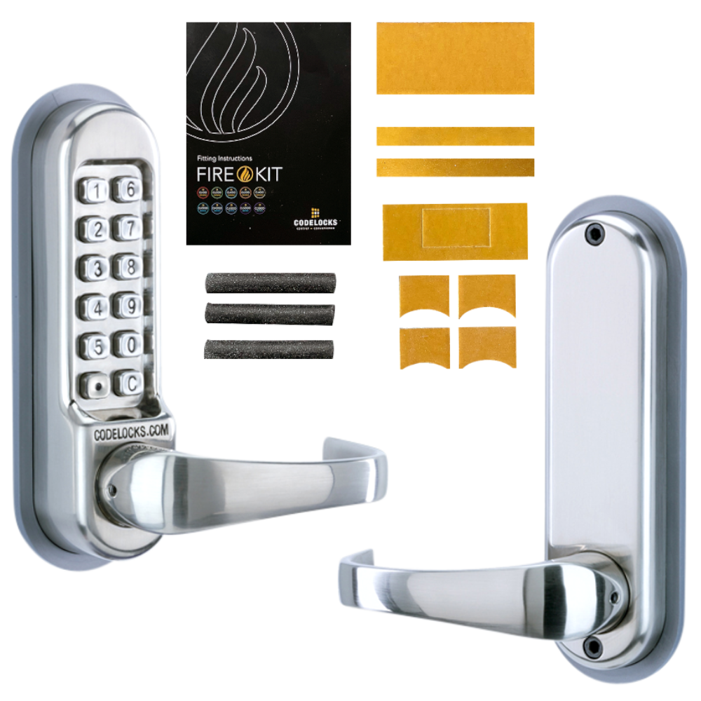 CODELOCKS CL510 / CL515 Digital Lock With Tubular Latch CL515 With Passage Set And Fire Kit - Stainless Steel