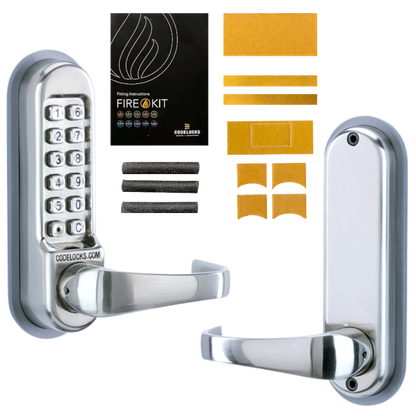 CODELOCKS CL510 / CL515 Digital Lock With Tubular Latch CL515 With Passage Set And Fire Kit - Stainless Steel