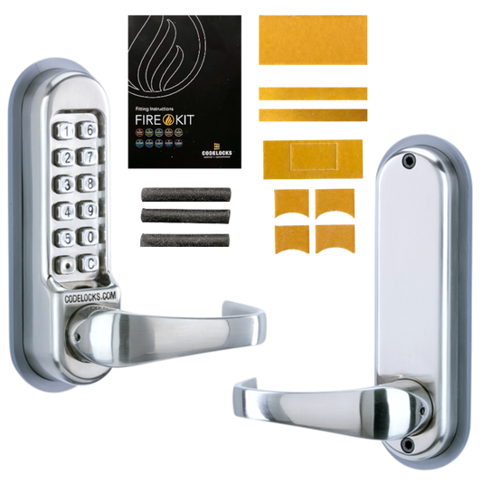 CODELOCKS CL510 / CL515 Digital Lock With Tubular Latch CL515 With Passage Set And Fire Kit - Stainless Steel