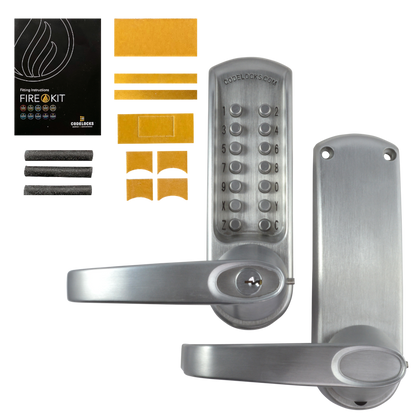 CODELOCKS CL610 Series Digital Lock With Tubular Latch CL610 Without Passage Set With Fire Kit - Stainless Steel