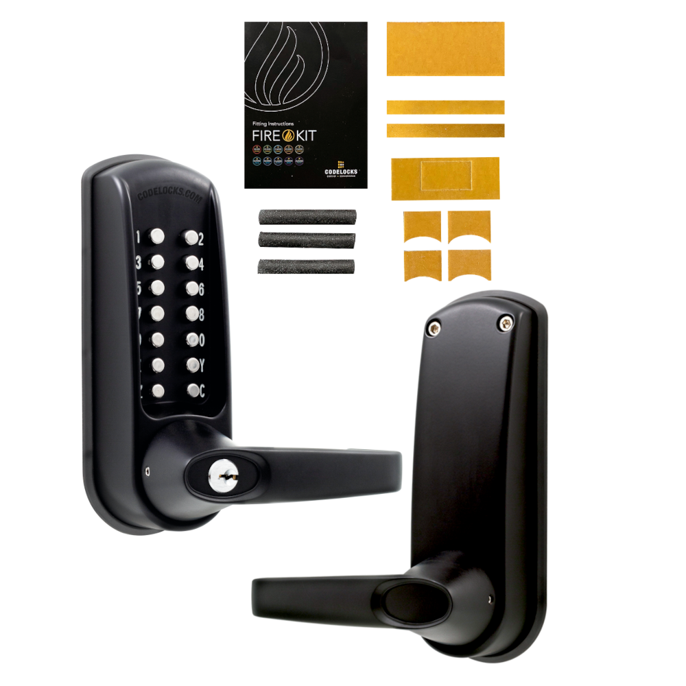 CODELOCKS CL0610 Marine Grade Digital Lock With Tubular Latch CL0610 Without Passage Set With Fire Kit - Black