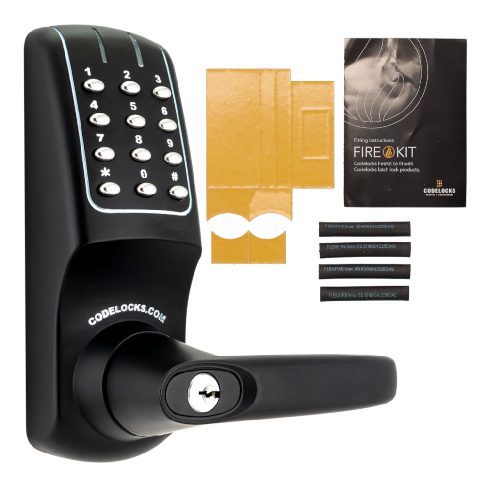 CODELOCKS CL5010 Battery Operated Digital Lock CL5010 Solid With Fire Kit - Black