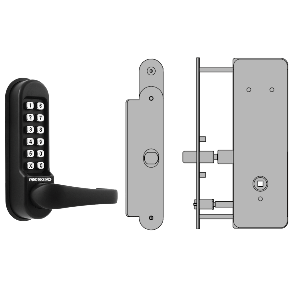 CODELOCKS CL0530 / CL0535 Digital Lock Black Marine Grade with XTD Gate Lock CL0530 BK MG XTD Without Passage Set