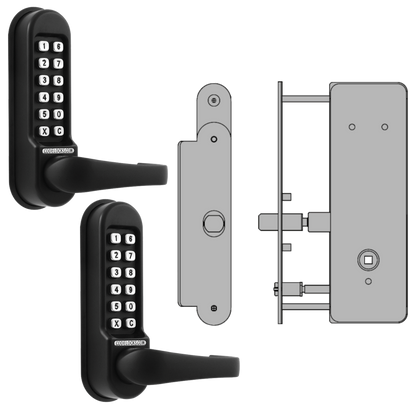 CODELOCKS CL0530 Back To Back Digital Lock Black Marine Grade with XTD Gate Lock CL0530 BK MG BB XTD Without Passage Set