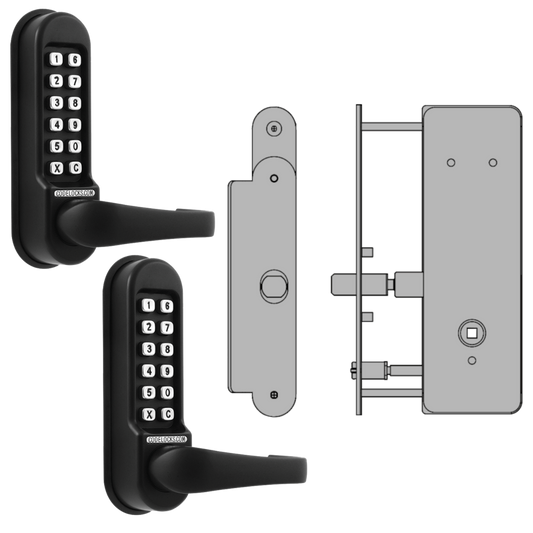 CODELOCKS CL0530 Back To Back Digital Lock Black Marine Grade with XTD Gate Lock CL0530 BK MG BB XTD Without Passage Set