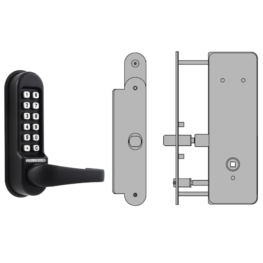 CODELOCKS CL0530 / CL0535 Digital Lock Black Marine Grade with XTD Gate Lock CL0535 BK MG XTD With Passage Set