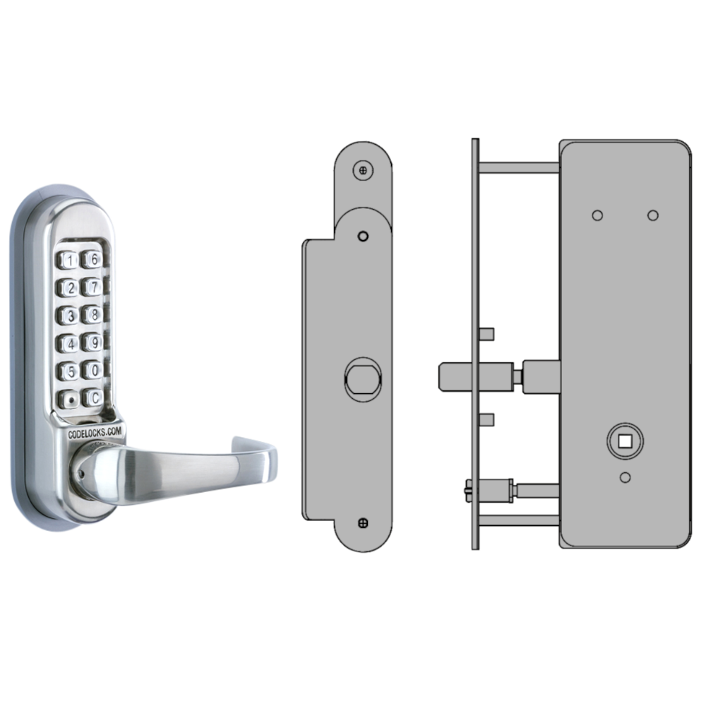 CODELOCKS CL0530 / CL0535 Digital Lock Stainless Steel with XTD Gate Lock CL0535 XTD With Passage Set - Stainless Steel