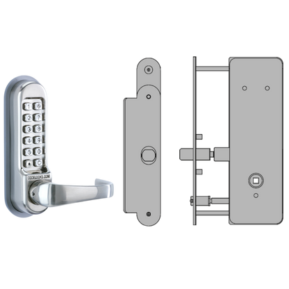 CODELOCKS CL0530 / CL0535 Digital Lock Stainless Steel with XTD Gate Lock CL0535 XTD With Passage Set - Stainless Steel