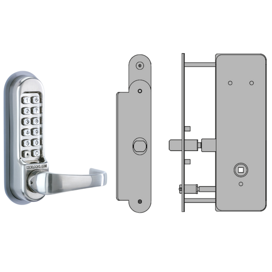 CODELOCKS CL0530 / CL0535 Digital Lock Stainless Steel with XTD Gate Lock CL0535 XTD With Passage Set - Stainless Steel