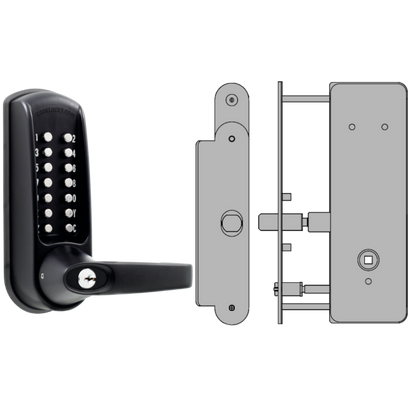 CODELOCKS CL0630 / CL0635 Digital Lock Black Marine Grade With XTD Gate Lock CL0630 BK MG XTD Without Passage Set