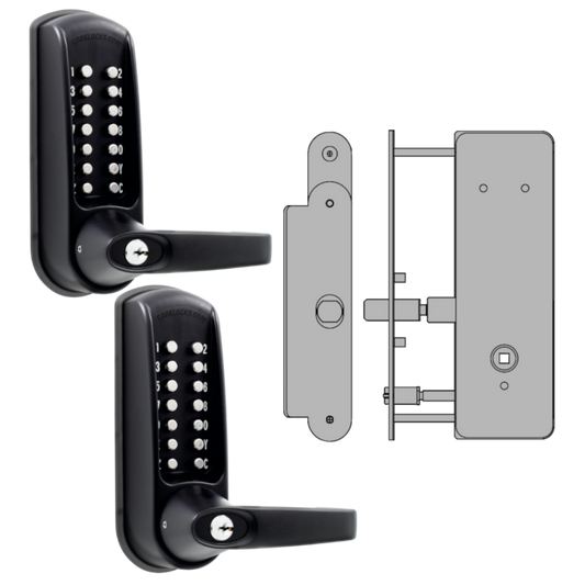 CODELOCKS CL0630 Back To Back Digital Lock Black Marine Grade With XTD Gate Lock CL0630 BK MG BB XTD Without Passage Set