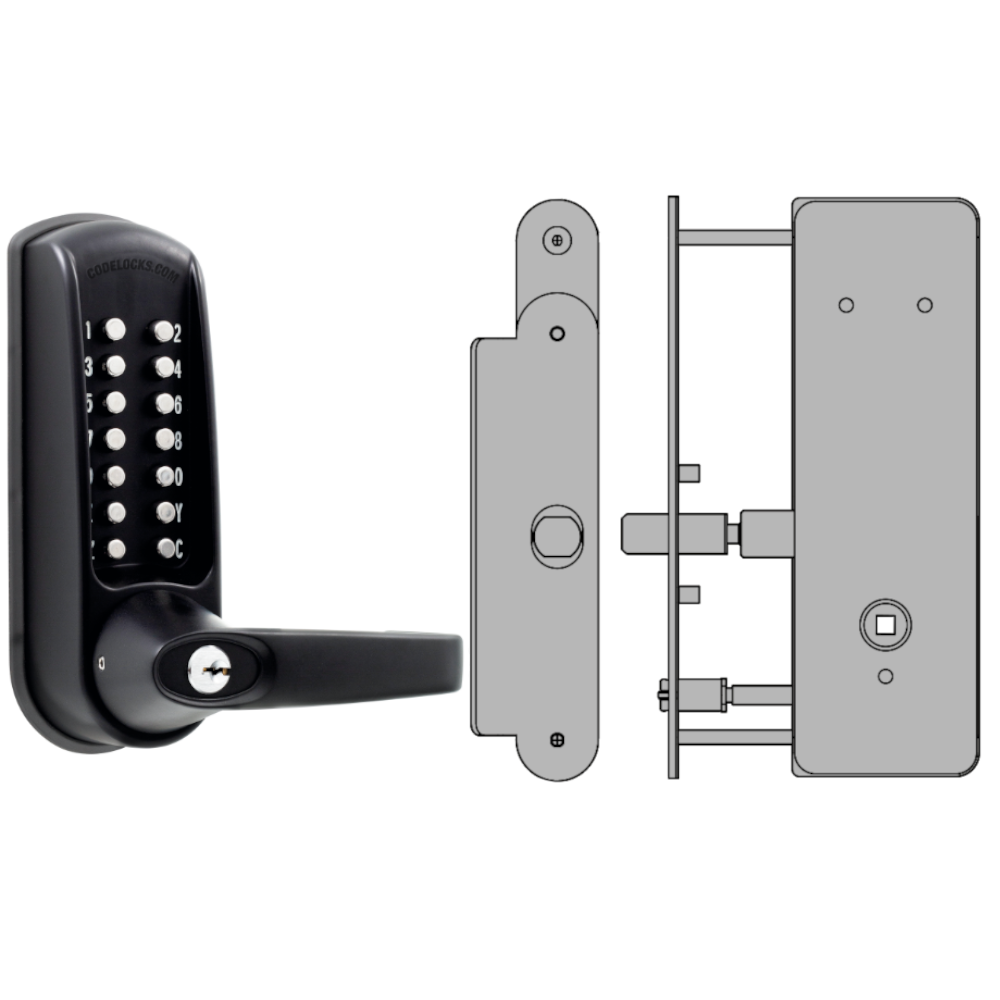 CODELOCKS CL0630 / CL0635 Digital Lock Black Marine Grade With XTD Gate Lock CL0635 BK MG XTD With Passage Set