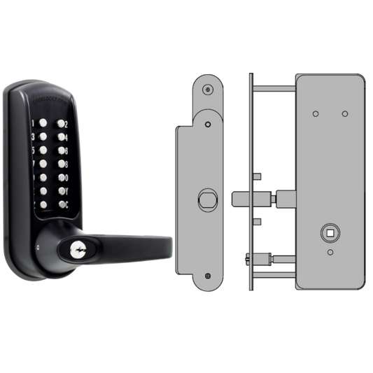 CODELOCKS CL0630 / CL0635 Digital Lock Black Marine Grade With XTD Gate Lock CL0635 BK MG XTD With Passage Set