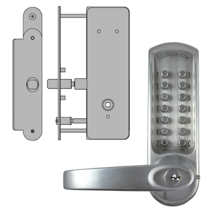 CODELOCKS CL0630 / CL0635 Digital Lock Brushed Steel With XTD Gate Lock CL0635 BS XTD With Passage Set