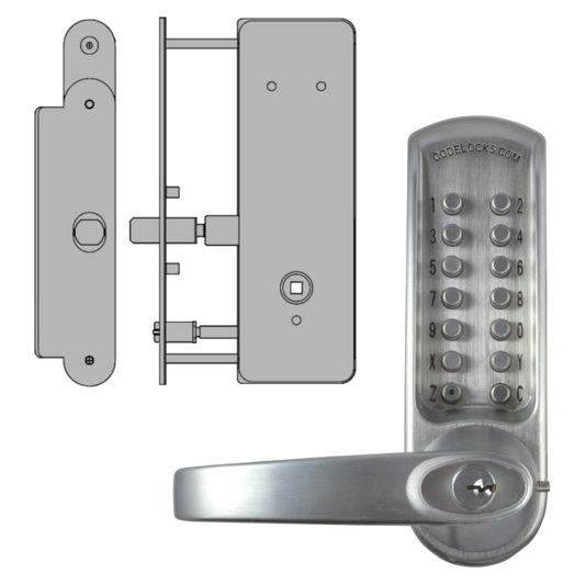 CODELOCKS CL0630 / CL0635 Digital Lock Brushed Steel With XTD Gate Lock CL0635 BS XTD With Passage Set