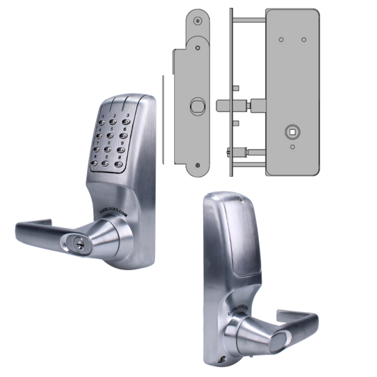 CODELOCKS CL5030 Battery Operated Digital Lock Brushed Steel With XTD Gate Lock CL5030 BS XTD With Passage Set - Brushed Steel PVD