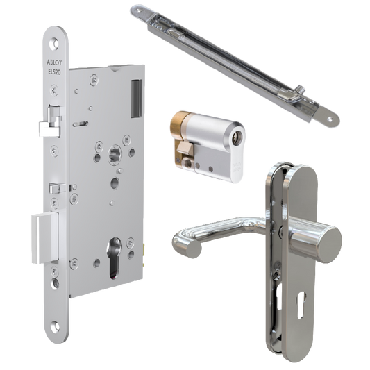 ABLOY EL520 DIN Electric Lock EN179 Compliant Package 5E 65mm Backset EN179 Package5E