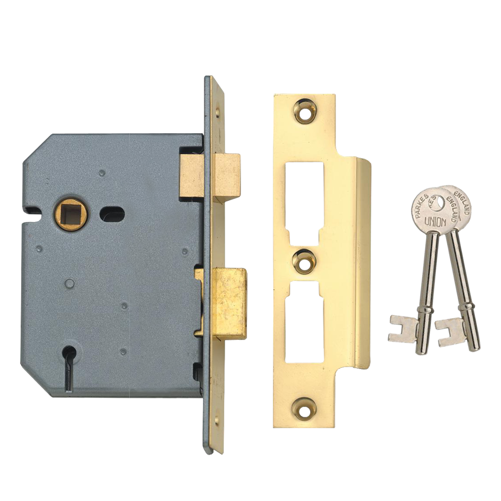 UNION 2277 3 Lever Sashlock 75mm Keyed Alike M101M - Polished Lacquered Brass