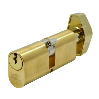 UNION 2X13 Oval Key & Turn Cylinder 74mm 37/T37 32/10/T32 Keyed To Differ PL - Polished Lacquered Brass