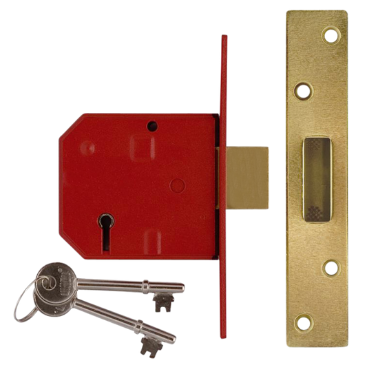 UNION 2134 5 Lever Deadlock 79.5mm Keyed To Differ - Polished Brass