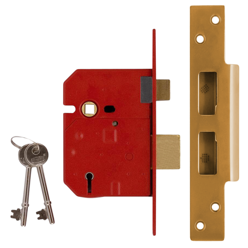 UNION 2234 5 Lever Sashlock 64mm Keyed To Differ - Polished Brass