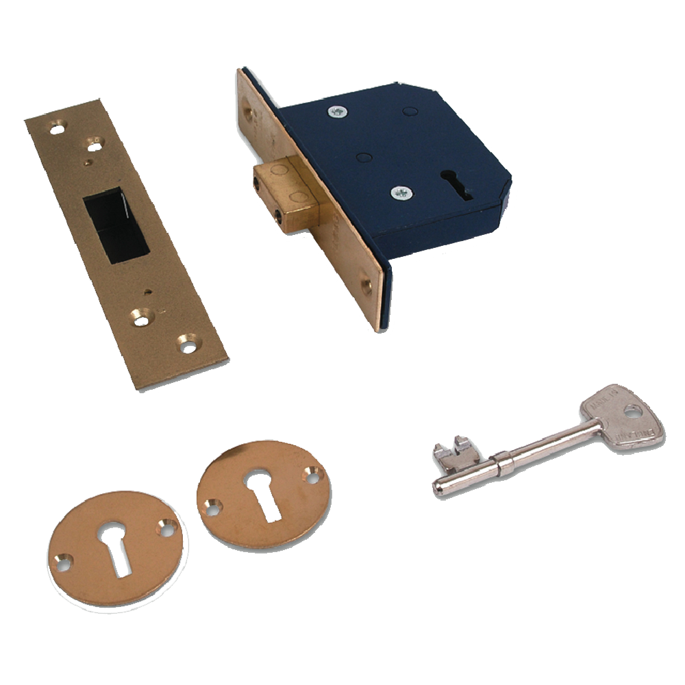 WILLENHALL LOCKS M5 5 Lever Deadlock 64mm MK - Polished Brass