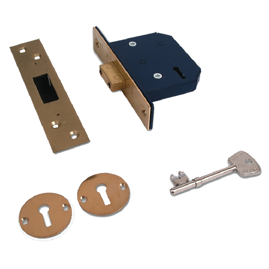 WILLENHALL LOCKS M5 5 Lever Deadlock 64mm MK - Polished Brass