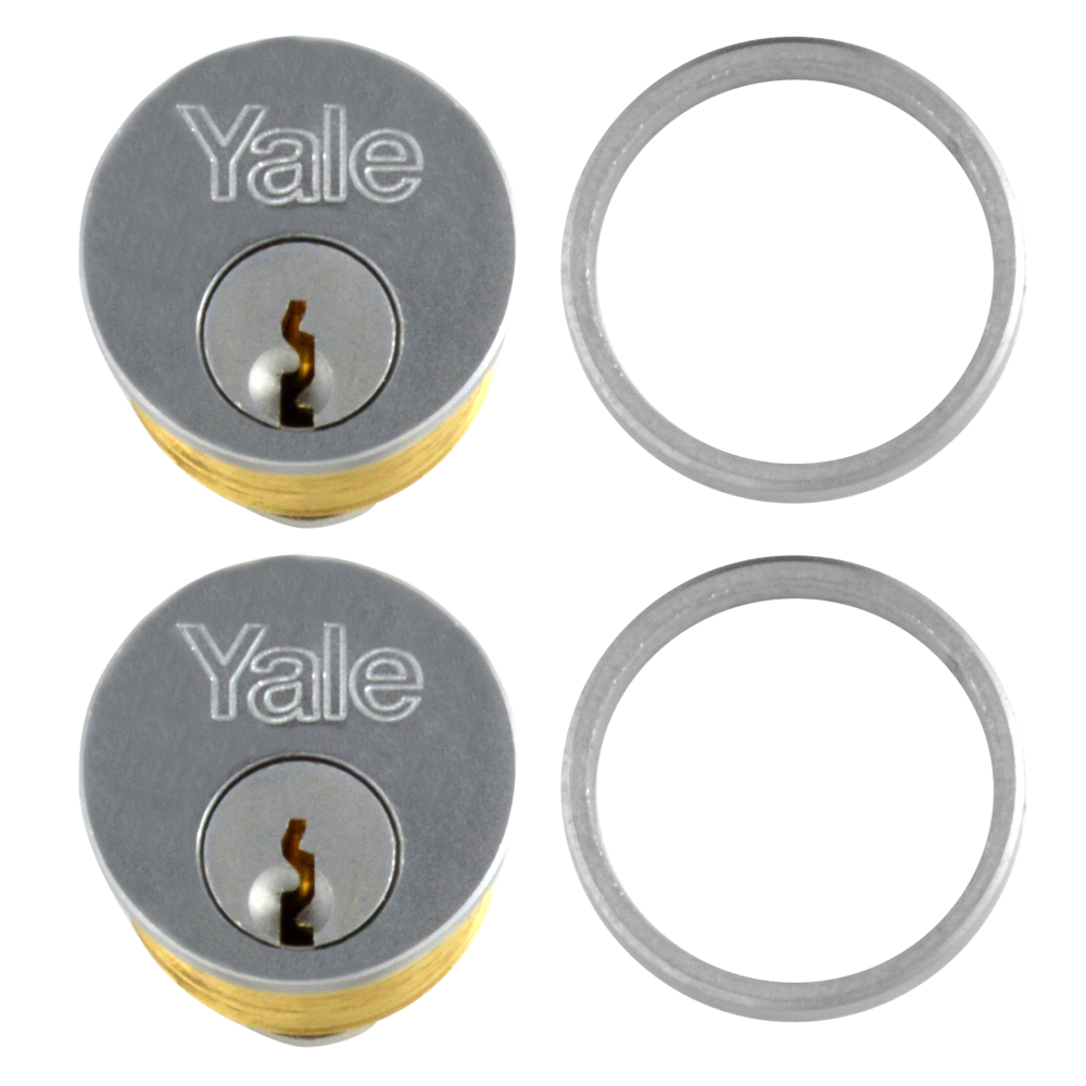 YALE 1133 Screw-In Cylinder Keyed To Differ Keyed Alike Pair - Satin Chrome