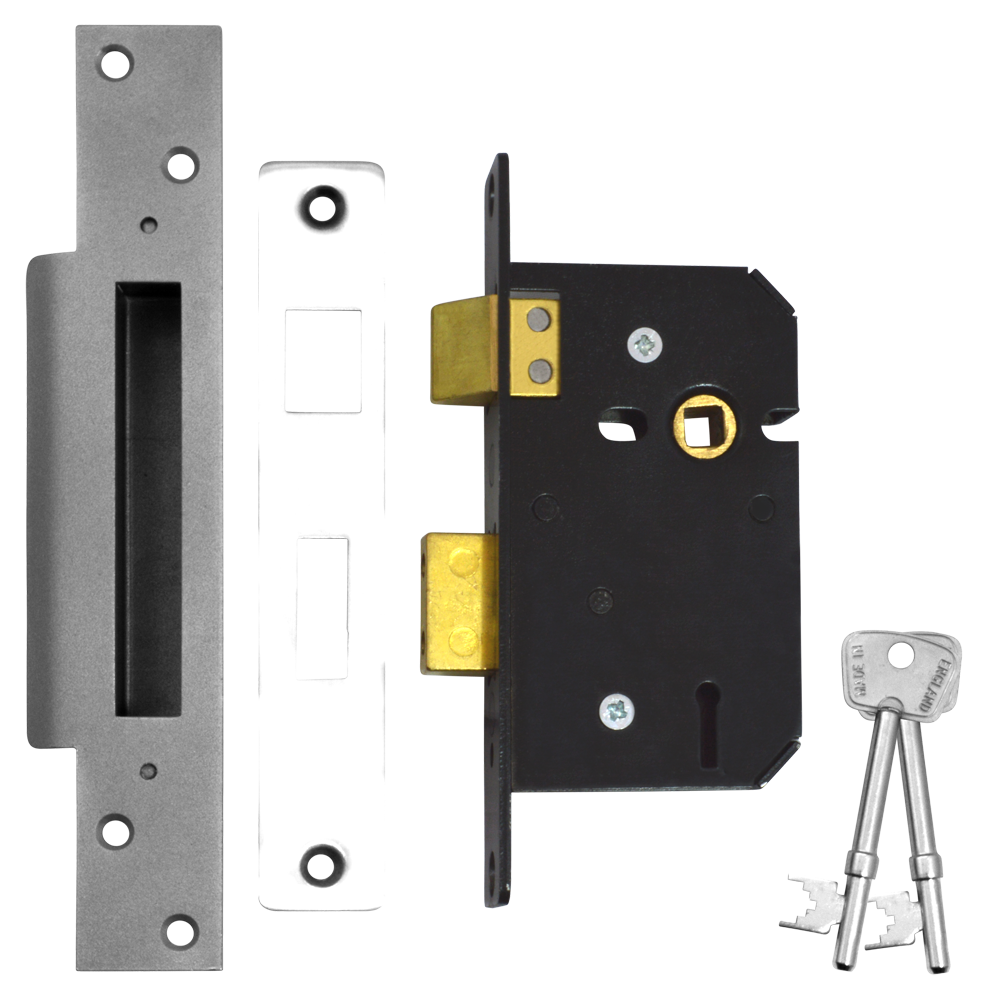 WILLENHALL LOCKS M5 5 Lever Sashlock 64mm Keyed To Differ - Satin Chrome