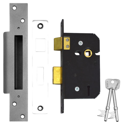 WILLENHALL LOCKS M5 5 Lever Sashlock 64mm Keyed To Differ - Satin Chrome