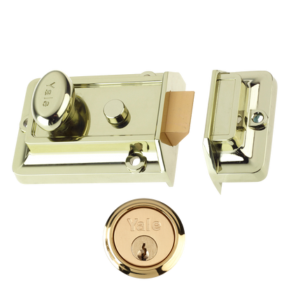 YALE 77 & 706 Non-Deadlocking Traditional Nightlatch 60mm with Cylinder - Polished Brass