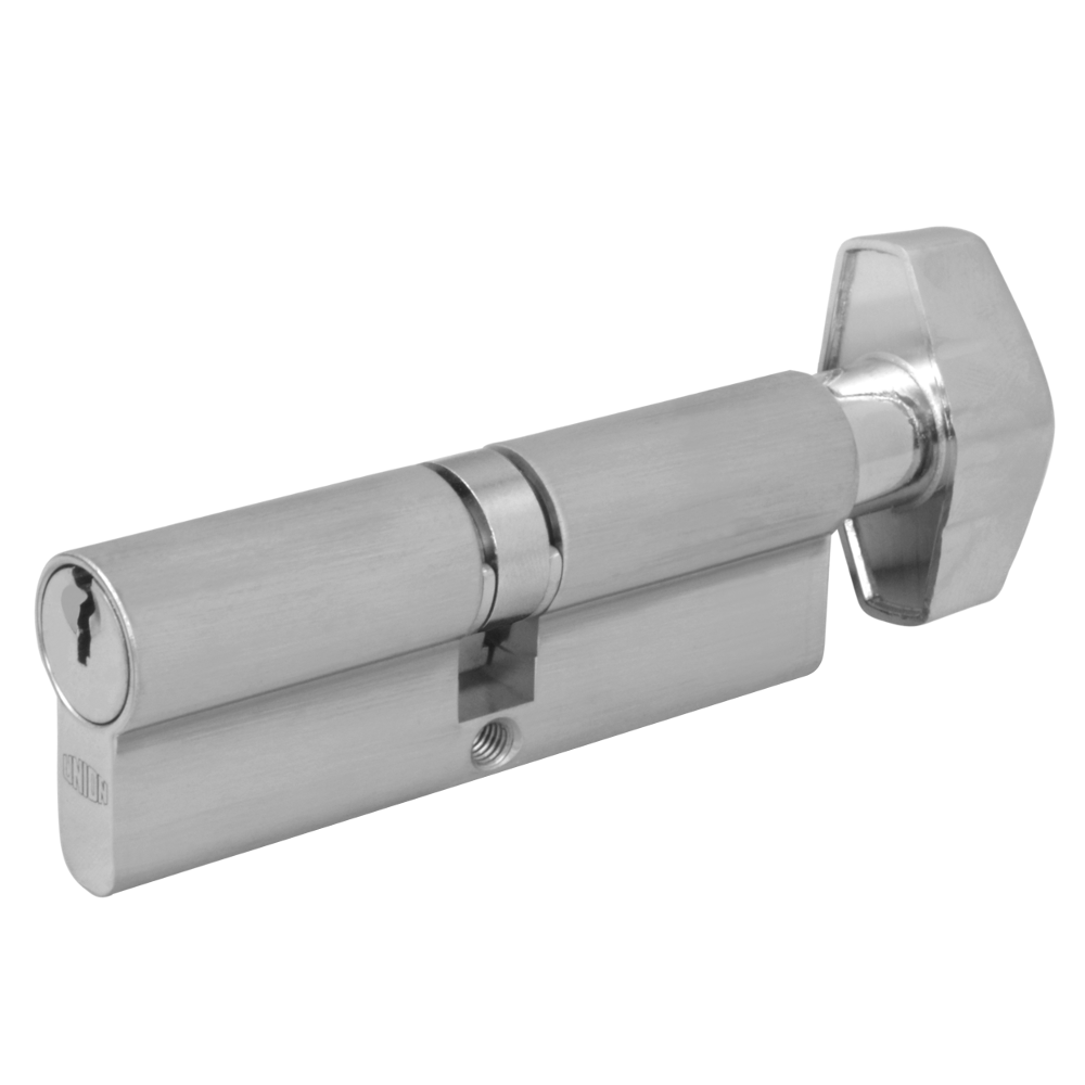 UNION 2X19 Euro Key & Turn Cylinder 83mm 41.5/T41.5 36.5/10/T36.5 Keyed To Differ - Satin Chrome