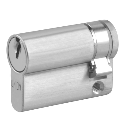 UNION 2X20A Euro Half Cylinder 45mm 35/10 Keyed To Differ - Satin Chrome