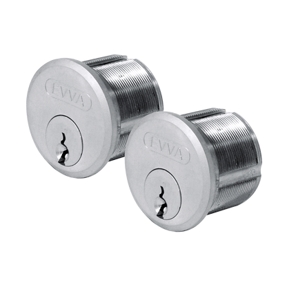 EVVA A5 RM1 Screw-In Cylinder Keyed Alike Pair - Nickel Plated