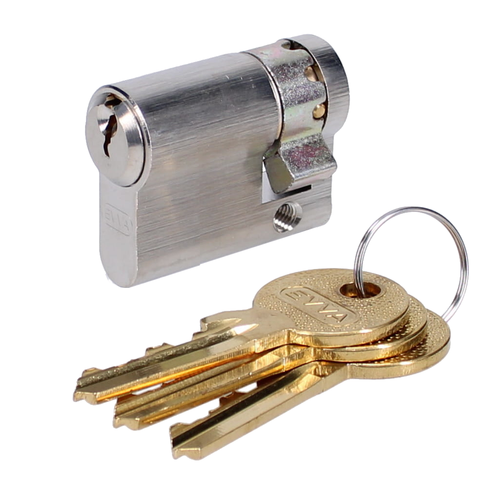 EVVA A5 HZ Euro Half Cylinder With Adjustable Cam KD 36mm 27-9 - Nickel Plated